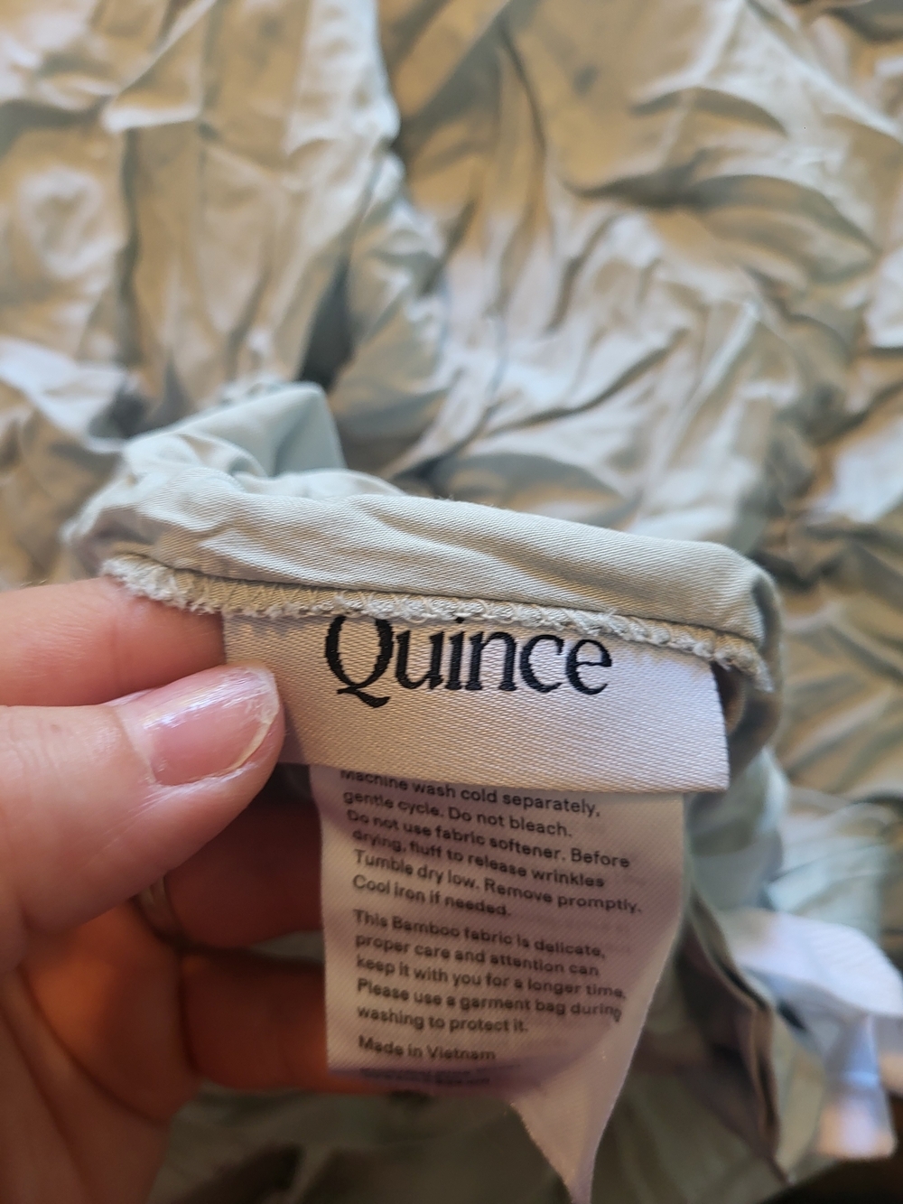 NEW Quince Bamboo Duvet Cover King, Color Eucalyptus - Picture 6 of 9